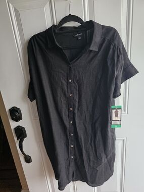 Madewell Black Short-Sleeve Button-Front Shirt